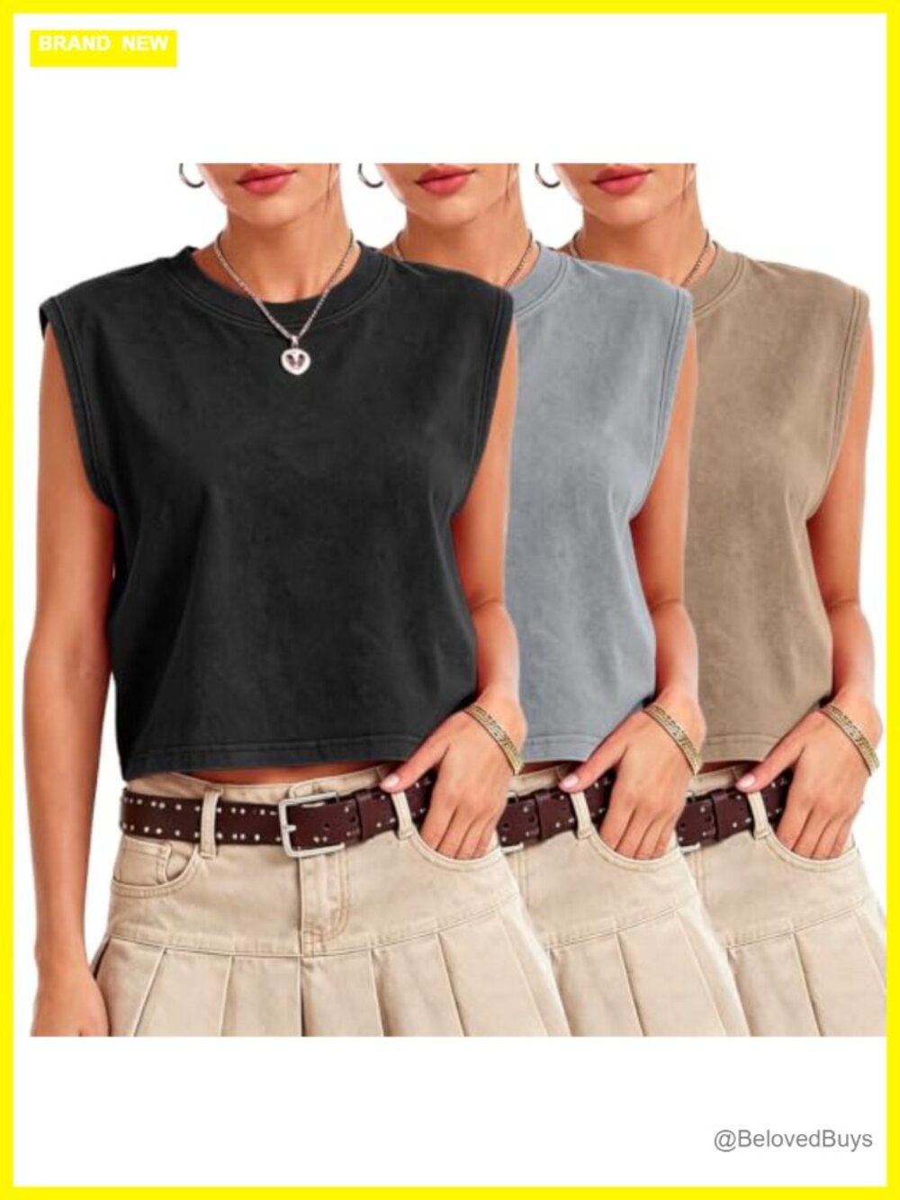 Women 100% Cotton Cropped Tank Top Acid Wash Sleeveless Y2K Casual Tee